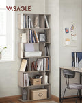 VASAGLE Biblioteca, raft cu 6 unitati de depozitare, pentru living, din lemn, 24x190x70cm, gri stejar
