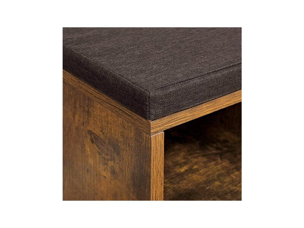 VASAGLE Banca pentru hol cu suport pentru pantofi, 10 compartimente, cu perna, 104x48x30cm, maro rustic