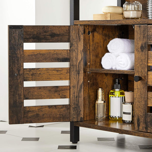 VASAGLE Dulap baie baza lavoar, cu 2 usi, 2 rafturi, 60x30x60 cm, maro rustic