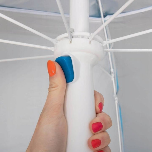 Umbrela tip cort de plaja XXL, cu 2 pereti laterali, BU14S, inaltime reglabila 140-220 cm, albastru