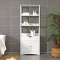 VASAGLE Dulap inalt baie cu 3 rafturi, 1 sertar si 1 dulap, din MDF, 60x33x154 cm, alb