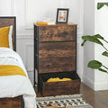 SONGMICS Comoda cu 5 sertare 56x30x89 cm, cadru metalic si blat MDF, manere lemn, maro rustic si negru