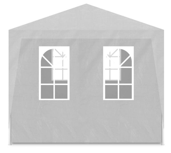 Pavilion de gradina 300x900 cm, 8 pereti detasabili cu ferestre si usa, structura metalica, PE impermeabil, alb