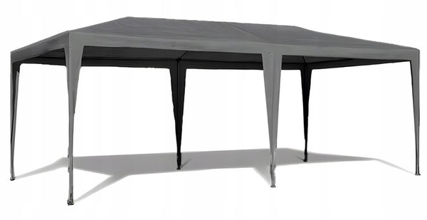 Cort de gradina 300x600 cm, 6 pereti detasabili cu ferestre si usa, structura metalica, PE impermeabil, gri