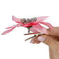 Set 10 ornamente pentru bradul de Craciun, stea Poinsettia, 13cm, roz