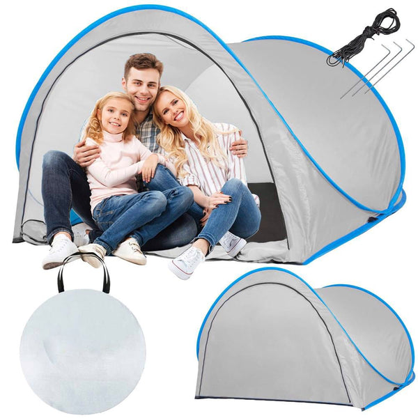 Cort plaja si picnic semi-deschis Sersimo, protectie UV, 200x120x110cm, gri