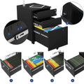 SONGMICS Dulap mobil tip rollbox pentru birouri, din otel, sertar cu sina dosare A4, 39x52x60 cm, negru