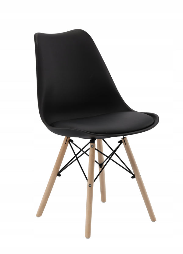 Set 4 scaune de bucatarie, design scandinav modern, sezut cu burete, negru