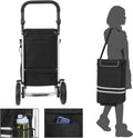 SONGMICS Carucior de cumparaturi piata, pliabil, compartiment frigorific, multifunctional, 44x35x100 cm, negru