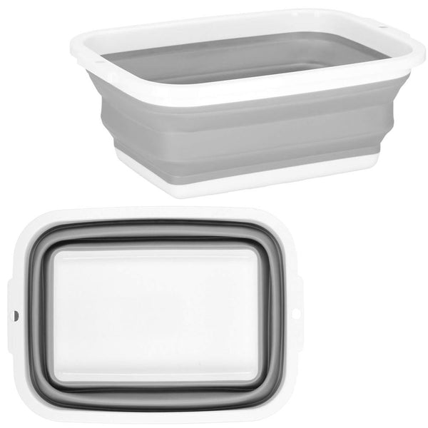 Lighean pliabil, dreptunghiular, din plastic si silicon, 40x29x15cm, 8.5litri, gri