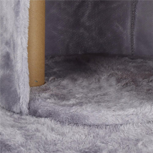 Ansamblu de joaca pentru pisici, cu loc pentru zgariat, ascuns, culcus, mingi, 127cm, gri