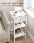 VASAGLE Noptiera cu sertar pentru dormitor, design scandinav, 35x35x70cm, alb