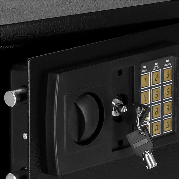 Seif electronic standard cu cifru si cheie, 200x310x200 mm, Otel, Negru