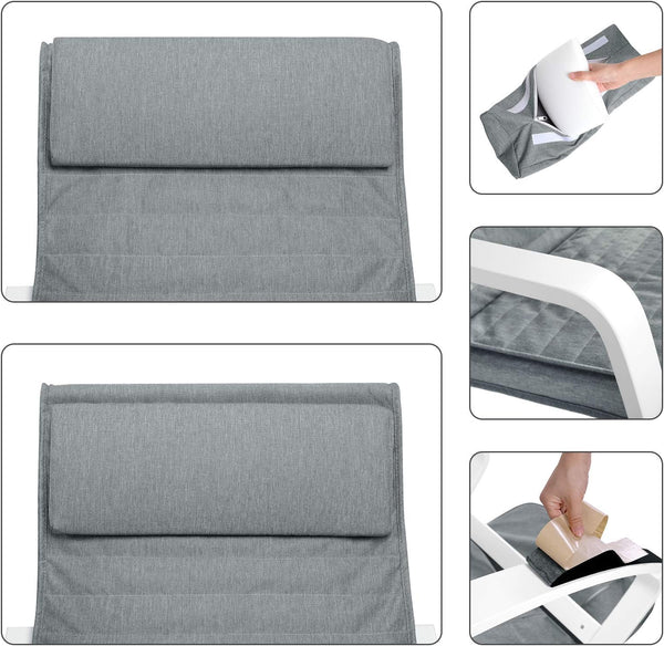 SONGMICS Scaun balansoar din lemn, suport picioare reglabil, maxim 150kg, 67x122x84cm, gri deschis