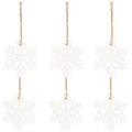 Decoratiune brad fulg de zapada din lemn, set 6 bucati, 4cm, alb