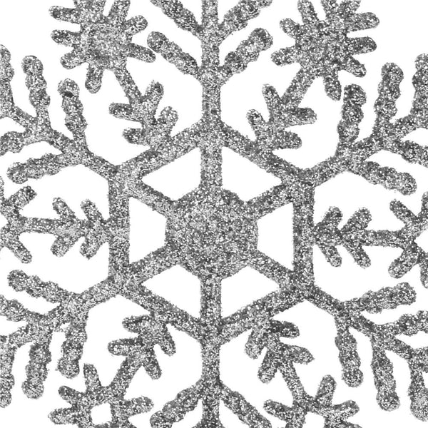 Decoratiune brad fulg de zapada, set 12 bucati, 10cm, argintiu