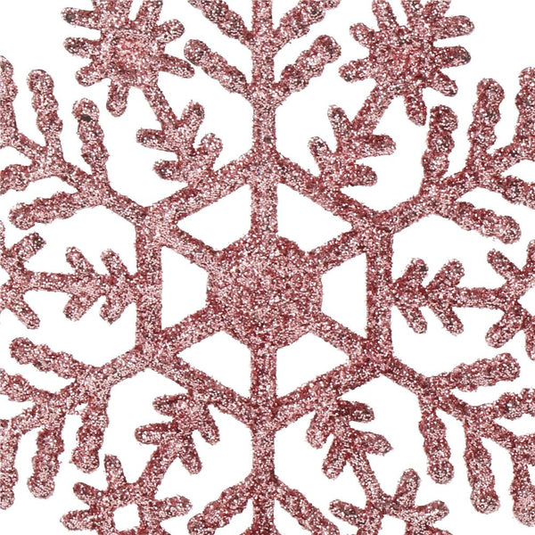 Decoratiune brad fulg de zapada, set 12 bucati, 10cm, roz