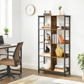 VASAGLE Biblioteca cu rafturi deschise, 8 compartimente, design industrial, 80x33x149cm, maro retro si negru