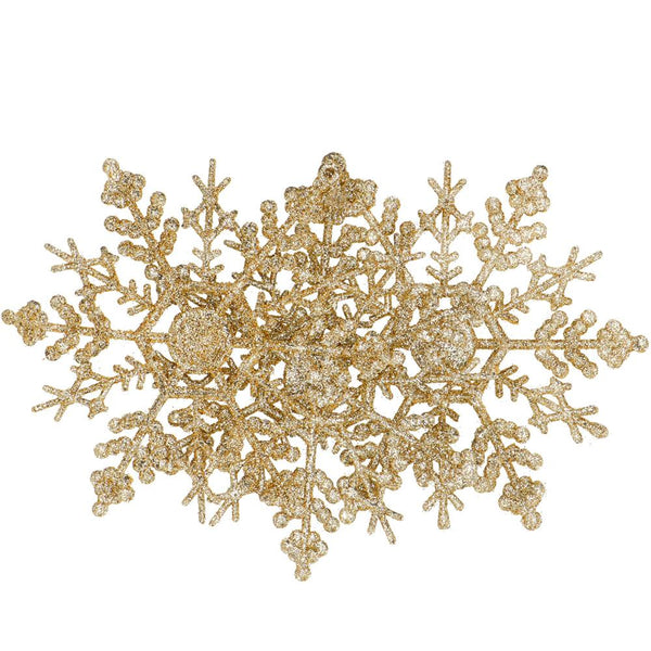 Decoratiune brad fulg de zapada, set 3 bucati, 12cm, auriu