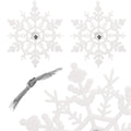 Decoratiune brad fulg de zapada cu cristal, set 2 bucati, 12cm, alb