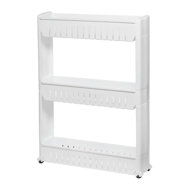 Sistem rafturi de depozitare Sersimo HA110 cu roti pentru bucatarie sau baie cu 3 polite, alb