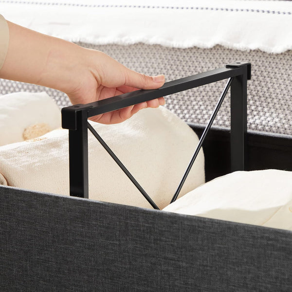 SONGMICS Taburet pliabil cu sezut moale, spatiu de depozitare 120litri, maxim 300kg, 110x38x38cm, gri