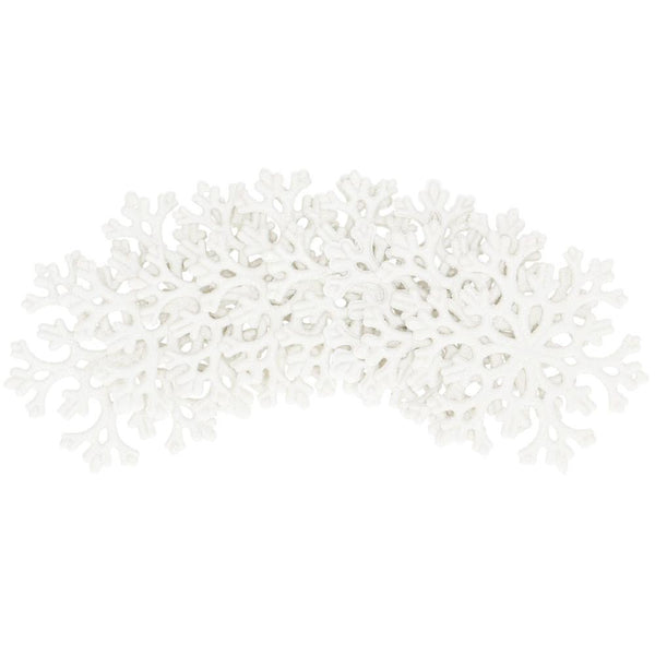 Decoratiune brad fulg de zapada, set 8 bucati, 8cm, alb
