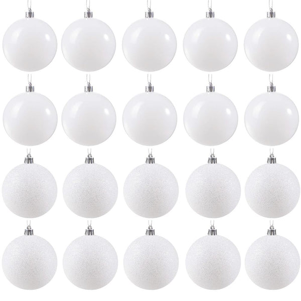 Set globuri de Craciun, 20 bucati, 8cm, alb perlat
