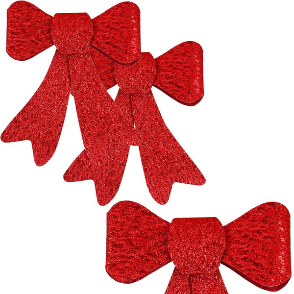 Set 2 ornamente pentru bradul de Craciun, fundita, 18cm, rosu