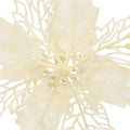 Set 10 ornamente pentru bradul de Craciun, stea Poinsettia, 16cm, crem