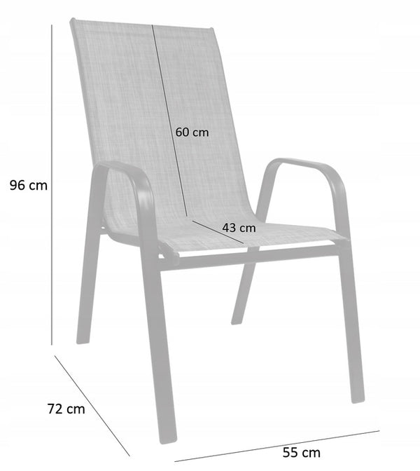 Set 2 scaune de gradina cu cadru metalic, stivuibile, 55x72x96cm, negru
