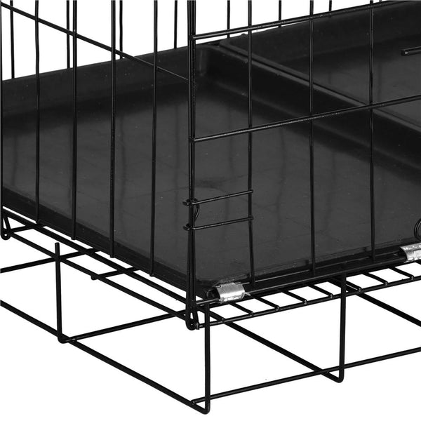 Cusca pentru animale, 2 usi, Pliabila din metal, XL, Negru, 100x70x60 cm
