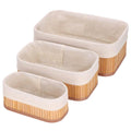 Set 3 cutii organizatoare din bambus, diverse dimensiuni, maro
