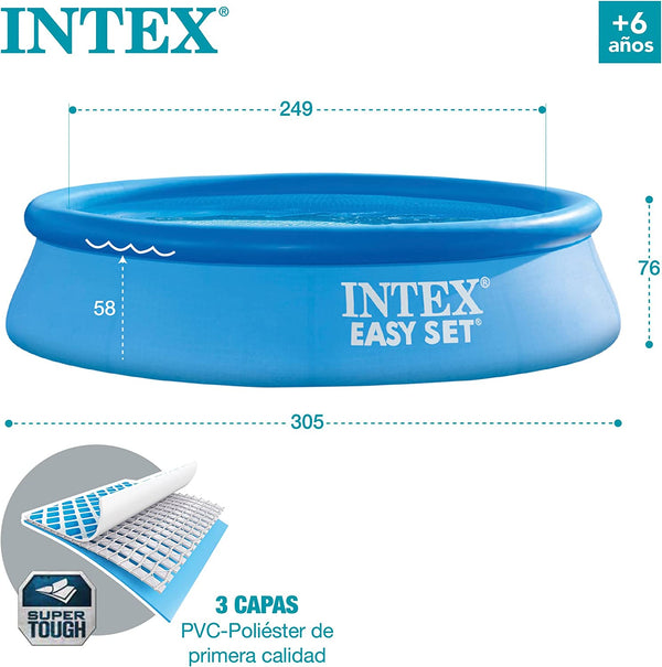 Piscina gonflabila Intex, 306x76 cm, 3.900 litri, cu pompa de filtare, Easy Set 28122NP