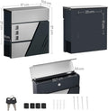 SONGMICS Cutie postala de exterior, pentru gard sau perete, din otel si inox, 37x11x37cm, argintiu inox si gri inchis