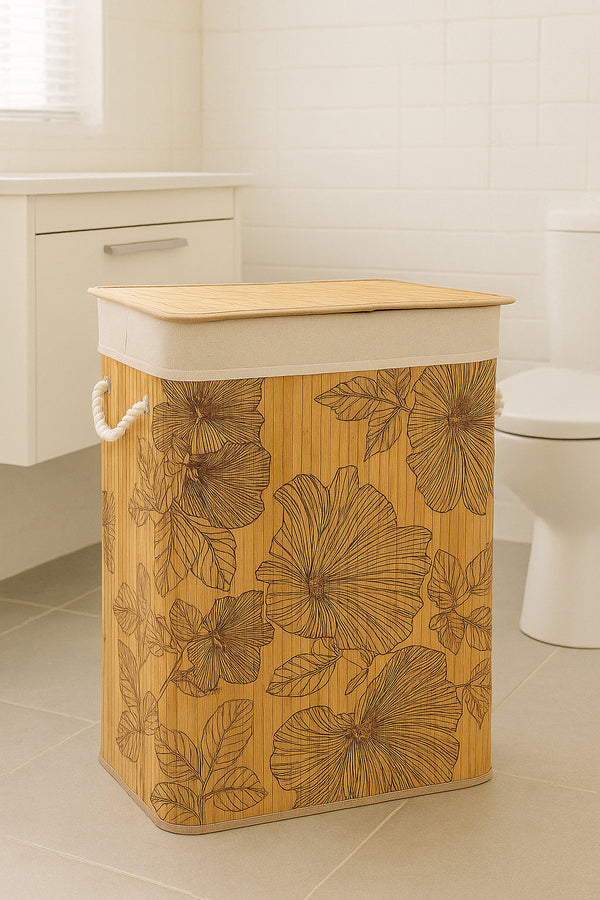 Cos rufe 5Five Blackflora, bambus, 60 litri, 42x31x51 cm, natur