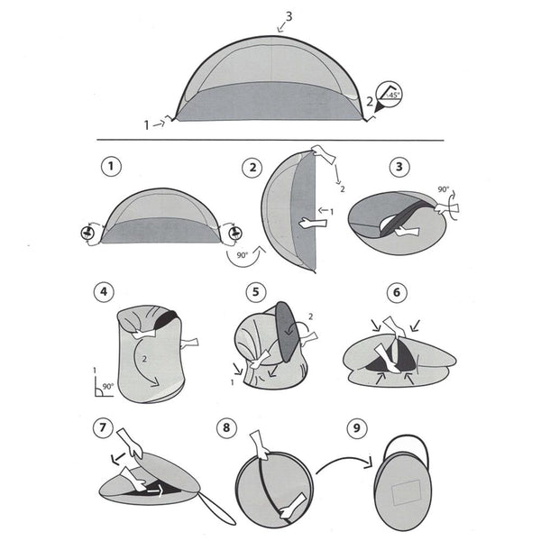 Cort plaja si picnic semi-deschis Sersimo, protectie UV, 200x120x95cm, rosu