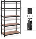 SONGMICS Raft de depozitare metalic, cu rafturi din MDF, 5 polite, max. 875 kg, 180x90x40cm, negru