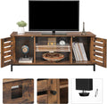 VASAGLE Comoda joasa pentru suport TV, cu rafturi si 2 spatii de depozitare cu usa, stil industrial, 110x40x50cm, maro rustic si negru