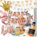 Set 48 baloane si decoratiuni, Happy Birthday, argintiu, roz