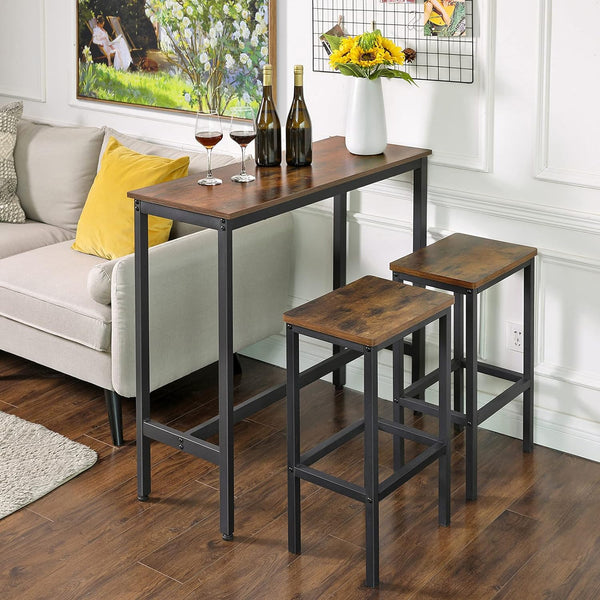 VASAGLE Masa de bar inalta, cadru metalic, design industrial, 100x40x90cm, maro rustic