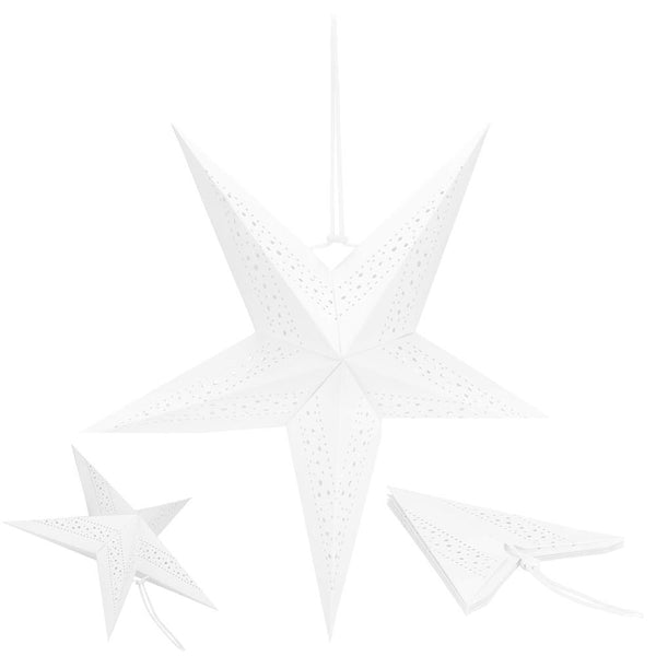 Stea decorativa 3D din hartie ajurata, 60cm, alba