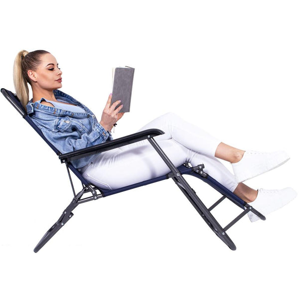 Sezlong pliabil SERSIMO GC12, Relax Zero Gravity, 80x60x153cm, Albastru inchis