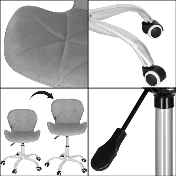 Scaun de birou ergonomic, tapitat cu catifea, 120kg, gri