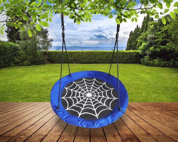 Leagan tip cuib Spider, 100cm, inaltime reglabila, 150 kg, Albastru Negru