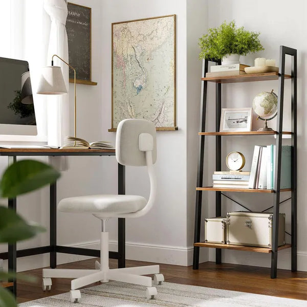 VASAGLE Biblioteca tip scara, cadru otel cu 4 polite din MDF, stil industrial, 56x34x138cm, maro rustic