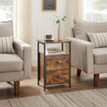 VASAGLE Noptiera cu 2 sertare pentru dormitor, design industrial, 28x38x60cm, maro si negru