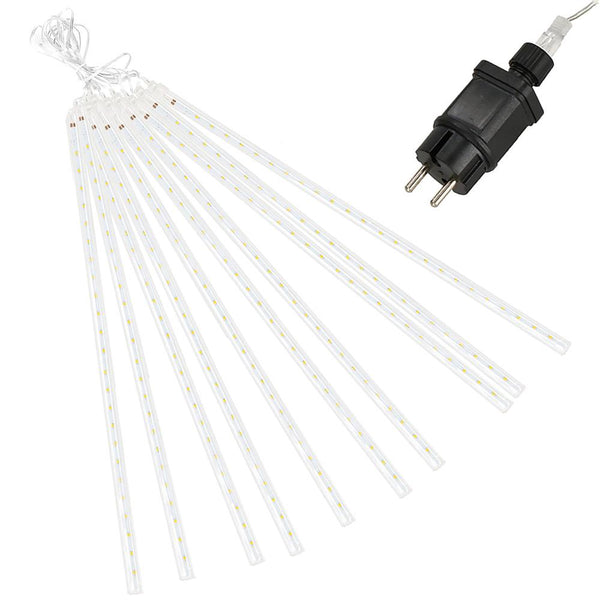 Instalatie de Craciun, 10 tuburi, 50cm, 480 LED, ploaie de meteoriti, alb