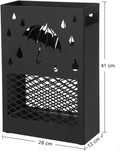 SONGMICS Suport metalic pentru umbrele, cu carlige si tava de picurare, 28x12x41cm, negru