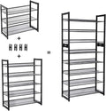 SONGMICS Raft de depozitare pantofi pe 5 niveluri, metal, rafturi plate sau unghiulare reglabile, 31x74x104cm, negru